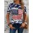 American Flag Print Crew Neck T-Shirt for Women - Casual Short Sleeve Tee for Spring & Summer