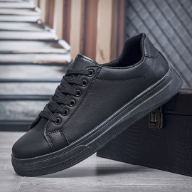 Men's Casual Solid Color Low Top Skateboard Shoes, Lightweight Non-slip Sneakers For All Seasons